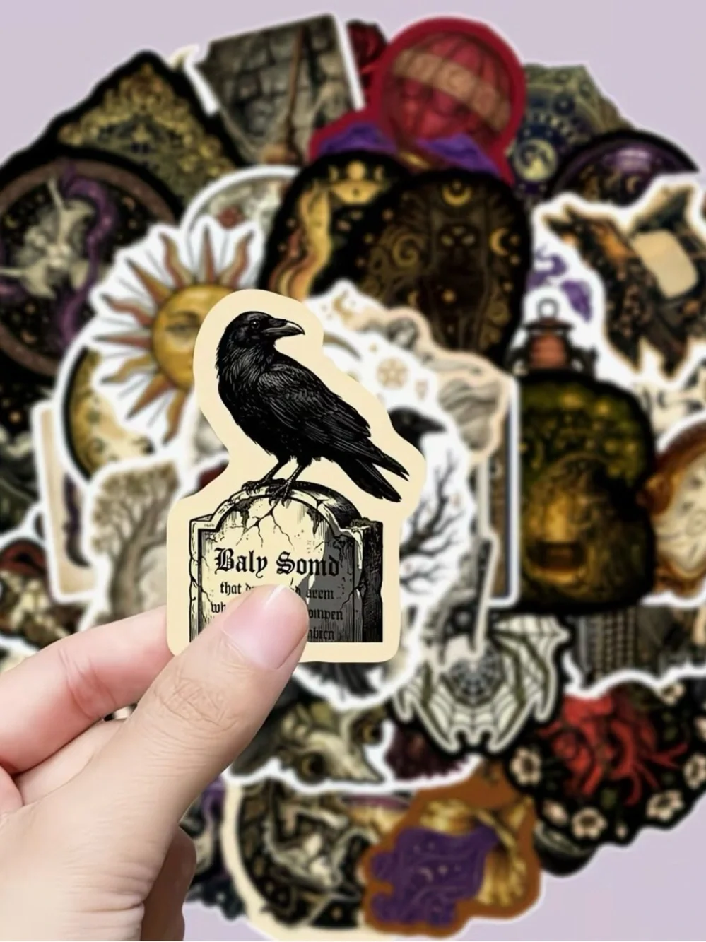 50 Dark Magic Witch Stickers Cauldrons Cosmic Black Cat Raven Moon